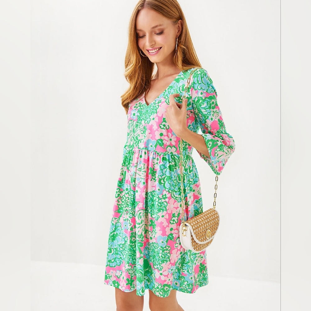 NWT Lilly Pulitzer Jannie V Neck Cotton Dress - M